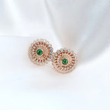 復古耳環．宮廷綠沙弗萊寶石 - WILLS JEWELLERY