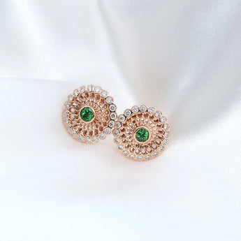 復古耳環．宮廷綠沙弗萊寶石 - WILLS JEWELLERY