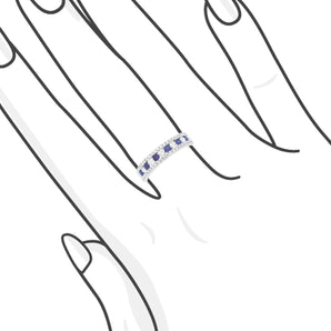 藍寶石鑽石間鑲逼鑲鑽石戒指 - WILLS JEWELLERY