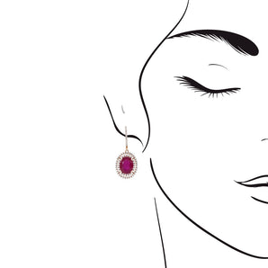 紅寶石雙重圍鑽垂式耳環 - WILLS JEWELLERY