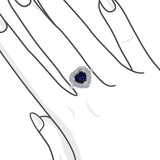 心形藍寶石雙圍石鑽石戒指 - WILLS JEWELLERY