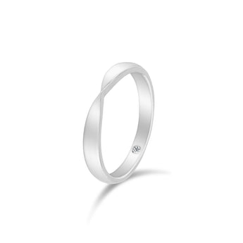 經典光金內鑲鑽線戒 - WILLS JEWELLERY