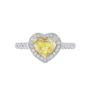 心形彩黃鑽圍石戒指 - WILLS JEWELLERY