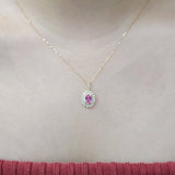 經典花漾頸鏈．粉紅色藍寶石 - WILLS JEWELLERY