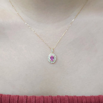 經典花漾頸鏈．粉紅色藍寶石 - WILLS JEWELLERY