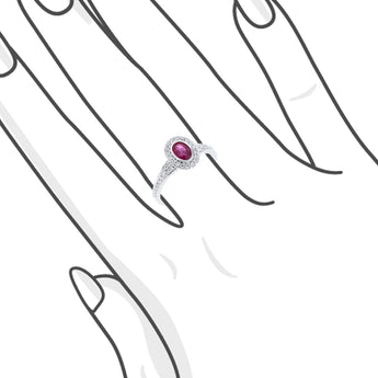 橢圓紅寶鏟邊圍鑽戒指 - WILLS JEWELLERY