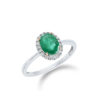 橢圓形綠寶石鑽石戒指 - WILLS JEWELLERY