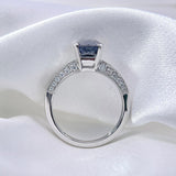 天然枕形金屬灰藍色尖晶石鑽石戒指 - WILLS JEWELLERY