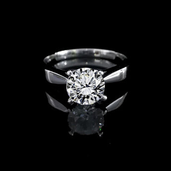 經典四爪皇冠雕刻刀肶鑽石戒指款式 - WILLS JEWELLERY