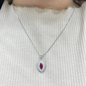 馬眼形紅寶石鑽石吊墜 - WILLS JEWELLERY