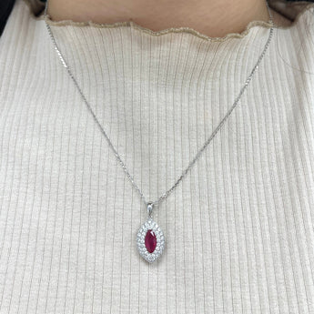 馬眼形紅寶石鑽石吊墜 - WILLS JEWELLERY