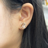 橢圓摩根石圍石菱格鑽石耳環 - WILLS JEWELLERY