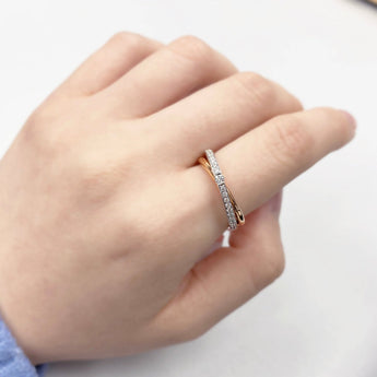時尚鑽石交叉戒指 - WILLS JEWELLERY
