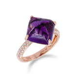 枕形糖包山切割紫水晶鑽石戒指 - WILLS JEWELLERY