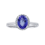 經典橢圓形紫藍坦桑石鑽石戒指 - WILLS JEWELLERY