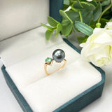 大溪地銀灰珍珠綠寶石戒指 - WILLS JEWELLERY