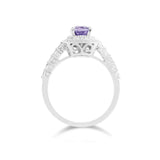 經典枕形紫色藍寶石鑽石戒指【附證書】 - WILLS JEWELLERY