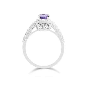 經典枕形紫色藍寶石鑽石戒指【附證書】 - WILLS JEWELLERY