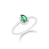 梨形綠寶石鑽石戒指 - WILLS JEWELLERY