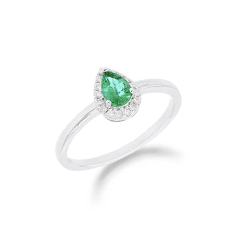 梨形綠寶石鑽石戒指 - WILLS JEWELLERY