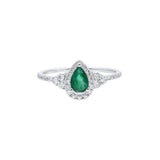 時尚梨形綠寶石鑽石戒指 - WILLS JEWELLERY
