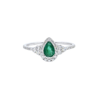 時尚梨形綠寶石鑽石戒指 - WILLS JEWELLERY