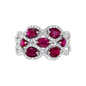 華麗紅寶石與交織圍邊鑽石戒指 - WILLS JEWELLERY