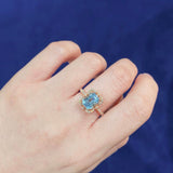 經典歐式枕形海藍寶圍石鑽石戒指 - WILLS JEWELLERY