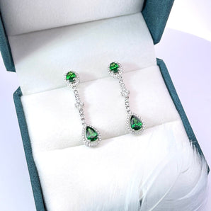 沙弗萊垂吊鑽石耳環 (兩戴款) - WILLS JEWELLERY