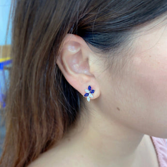 Season・藍寶石拼鑽石耳環 - WILLS JEWELLERY