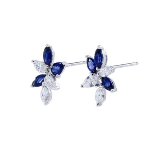 Season・藍寶石拼鑽石耳環 - WILLS JEWELLERY