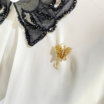 SHINE・18K黃金蝴蝶黃寶石圍鑽吊墜胸針 - WILLS JEWELLERY