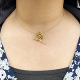 SHINE・18K黃金蝴蝶黃寶石圍鑽吊墜胸針 - WILLS JEWELLERY