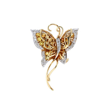 SHINE・18K黃金蝴蝶黃寶石圍鑽吊墜胸針 - WILLS JEWELLERY