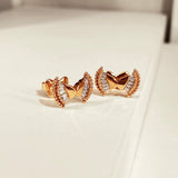 SHINE・18K玫瑰金蝴蝶珠邊鑽石耳環 - WILLS JEWELLERY