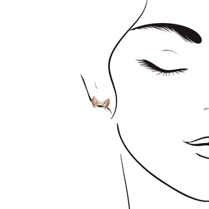 SHINE・18K玫瑰金蝴蝶珠邊鑽石耳環 - WILLS JEWELLERY