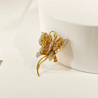 SHINE・18K黃金蝴蝶黃寶石圍鑽吊墜胸針 - WILLS JEWELLERY