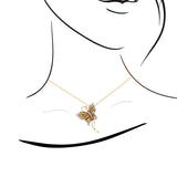 SHINE・18K黃金蝴蝶黃寶石圍鑽吊墜胸針 - WILLS JEWELLERY