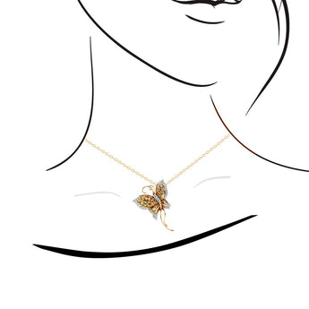 SHINE・18K黃金蝴蝶黃寶石圍鑽吊墜胸針 - WILLS JEWELLERY