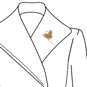 SHINE・18K黃金蝴蝶黃寶石圍鑽吊墜胸針 - WILLS JEWELLERY