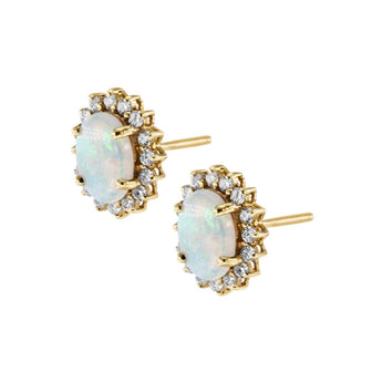 SPARK・弧面形蛋白石古典鑽石耳環 - WILLS JEWELLERY