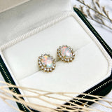 SPARK・弧面形蛋白石古典鑽石耳環 - WILLS JEWELLERY