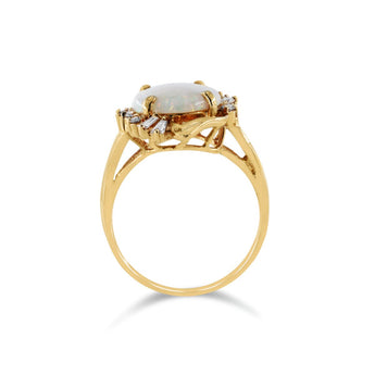 SPARK・弧面形蛋白石古典鑽石戒指 - WILLS JEWELLERY