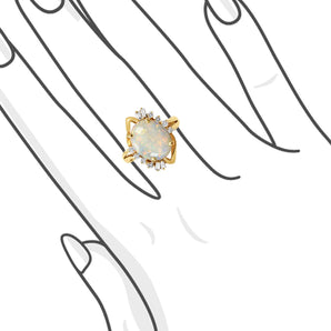 SPARK・弧面形蛋白石古典鑽石戒指