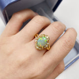 TWINKLE・弧面形蛋白石古典鑽石戒指 - WILLS JEWELLERY