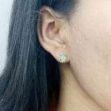 TWINKLE・弧面形蛋白石古典鑽石耳環 - WILLS JEWELLERY