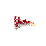 紅寶石四葉花V形鑽石戒指 - WILLS JEWELLERY