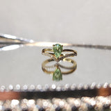 V形雙行戒指 · 嫩綠石榴石 - WILLS JEWELLERY