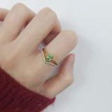 V形雙行戒指 · 嫩綠石榴石 - WILLS JEWELLERY