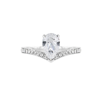 天然梨形鑽石V形戒指 - WILLS JEWELLERY
